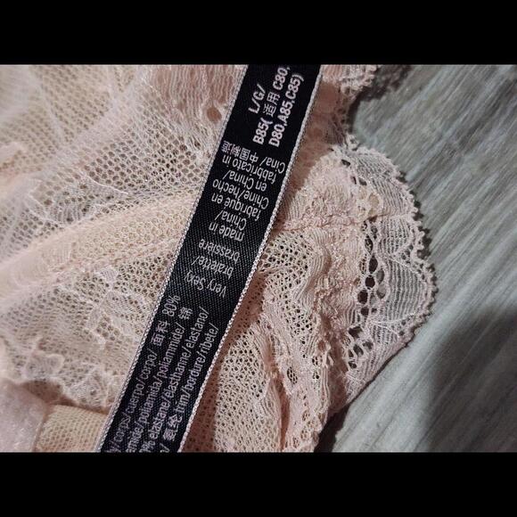 Victoria Secret Bralette Large Peach Pink High Neck Lace Halter - Picture 3 of 6